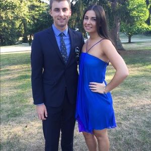 Halston Heritage blue and purple two toned dress